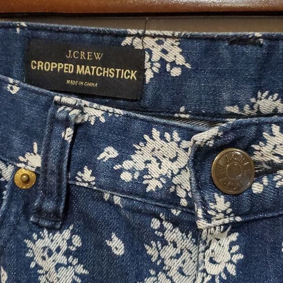 J. Crew Cropped Matchstick in Indigo Floral Size 27 - Picture 5 of 12